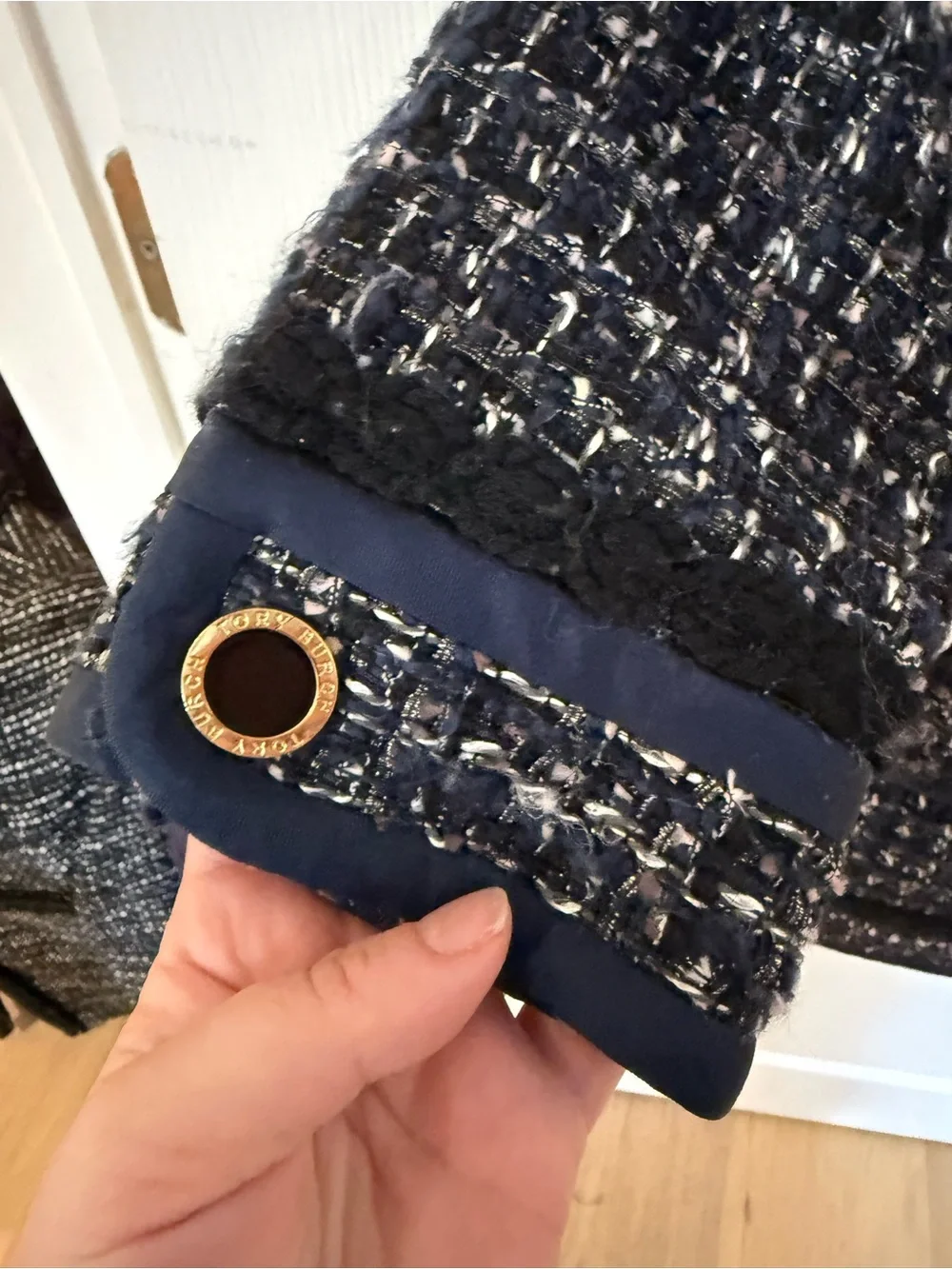 Tory Burch Annabelle Tweed Jacket with Gold Buttons